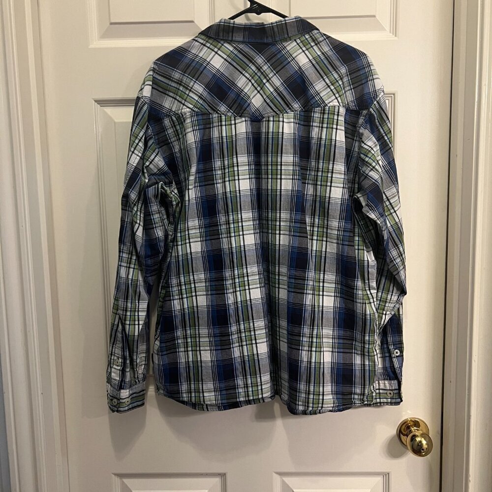 Patagonia Blue Green Plaid Long Sleeve Button Down Shirt Large - Picture 7 of 7